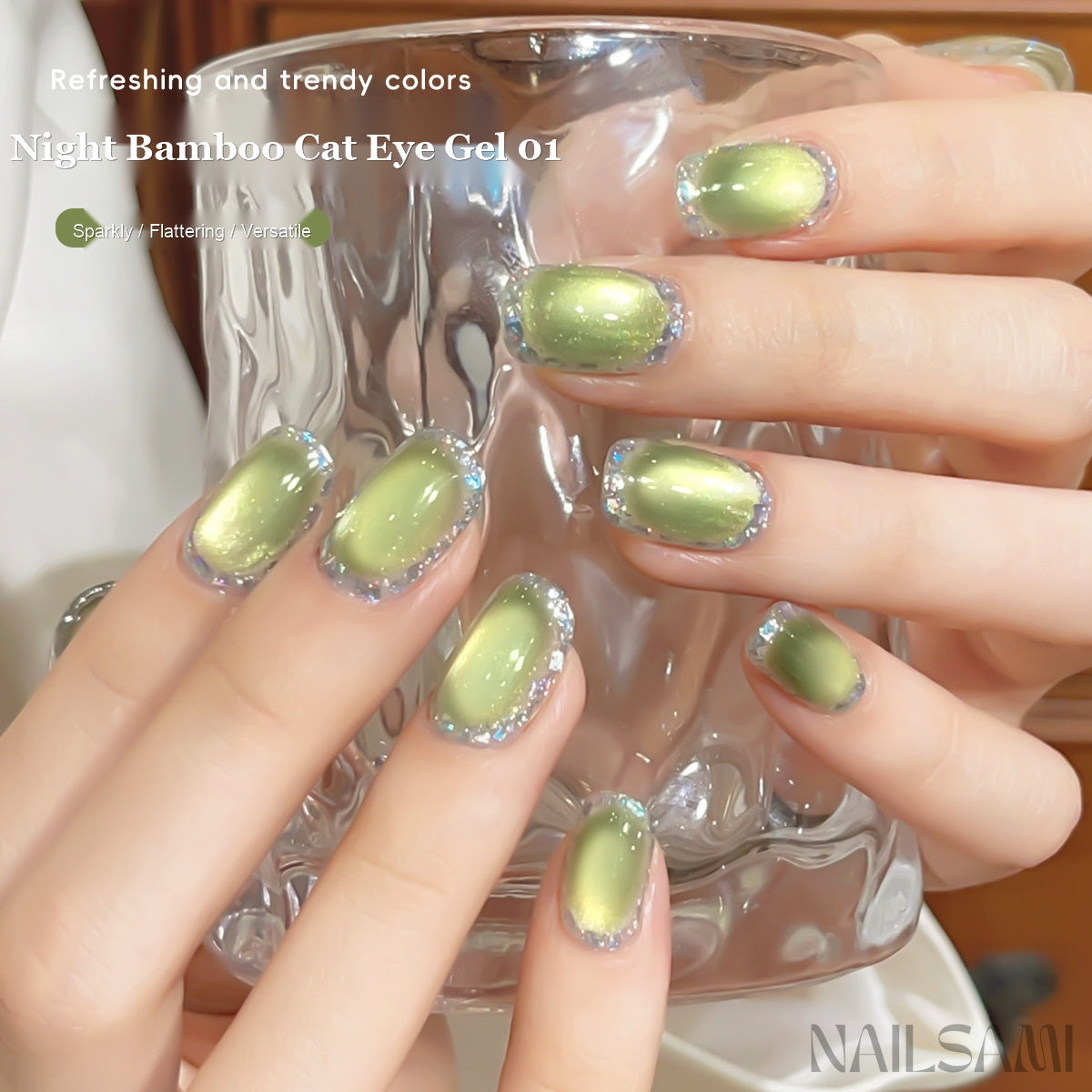 NAILSAMI Night Bamboo Emerald Cat Eye Gel - 3 Colors - image 4
