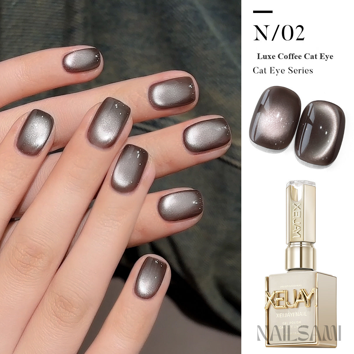 NAILSAMI Luxe Coffee Glass Bead Cat Eye Gel - 6 Colors - image 8