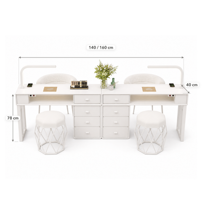 NAILSAMI Double Manicure Table with Dust Collectors and LED Lamps image 3