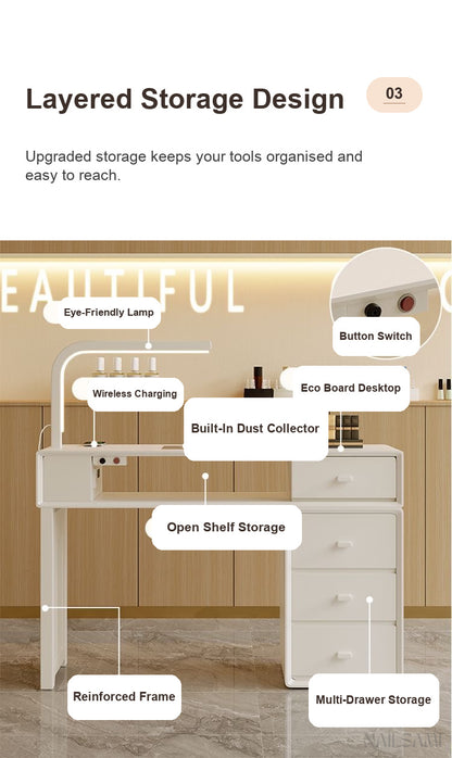 NAILSAMI Single Manicure Table with Dust Collector and LED Lamp detail image 6