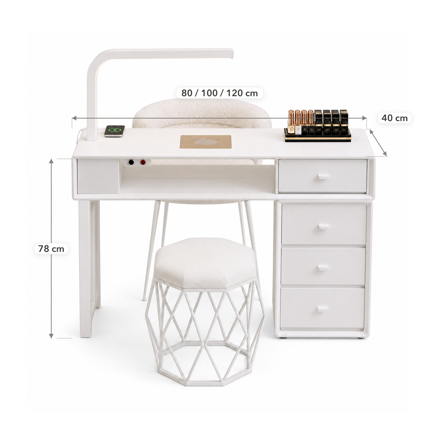 NAILSAMI Single Manicure Table with Dust Collector and LED Lamp image 4