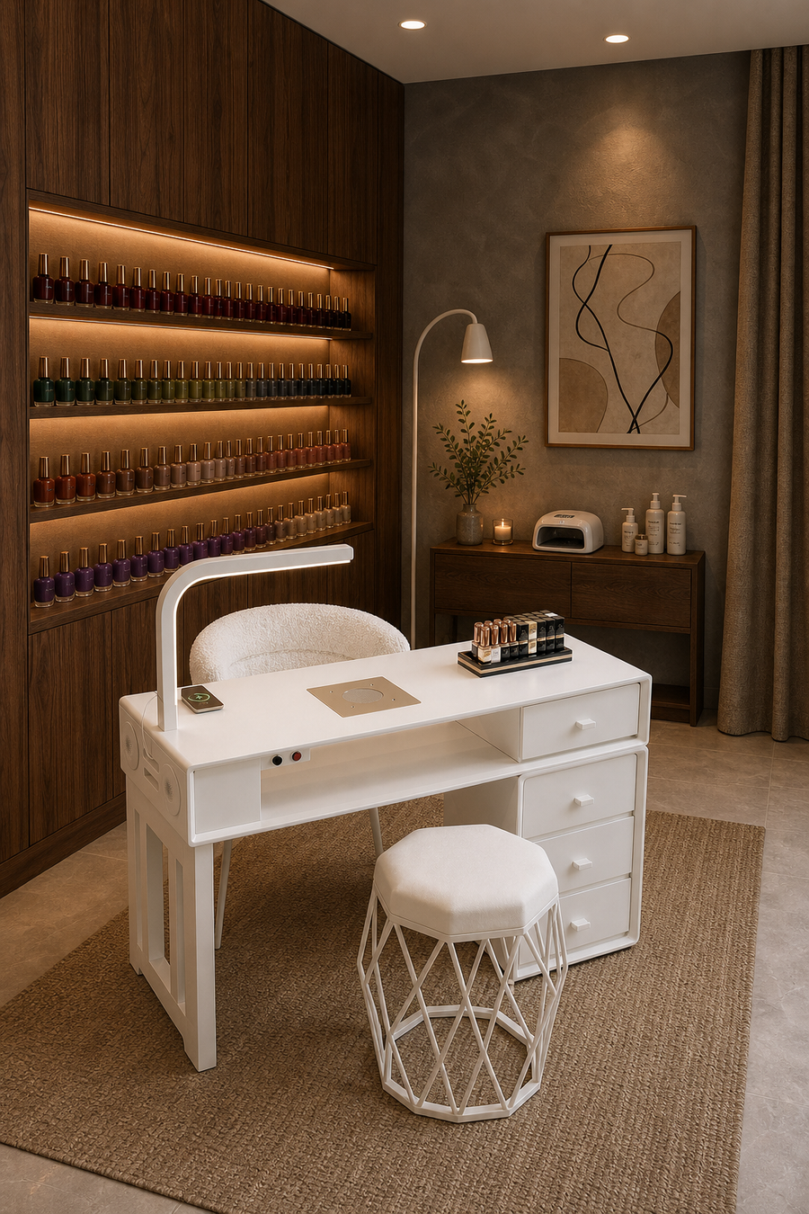NAILSAMI Single Manicure Table with Dust Collector and LED Lamp image 9