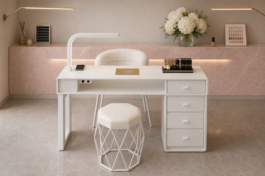 NAILSAMI Single Manicure Table with Dust Collector and LED Lamp image 14