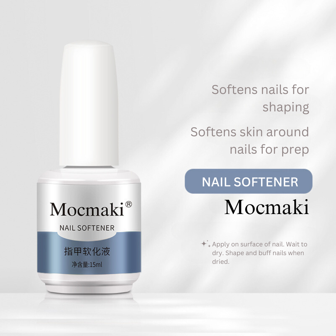 Nail care product by Mocmaki, the Nail Softener, ideal for preparing nails by softening them before grooming, included in professional nail care kits.