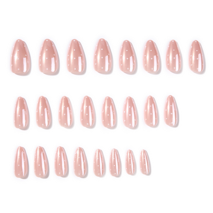 JP4373 pink and white polka dot press-on nail set arranged by size