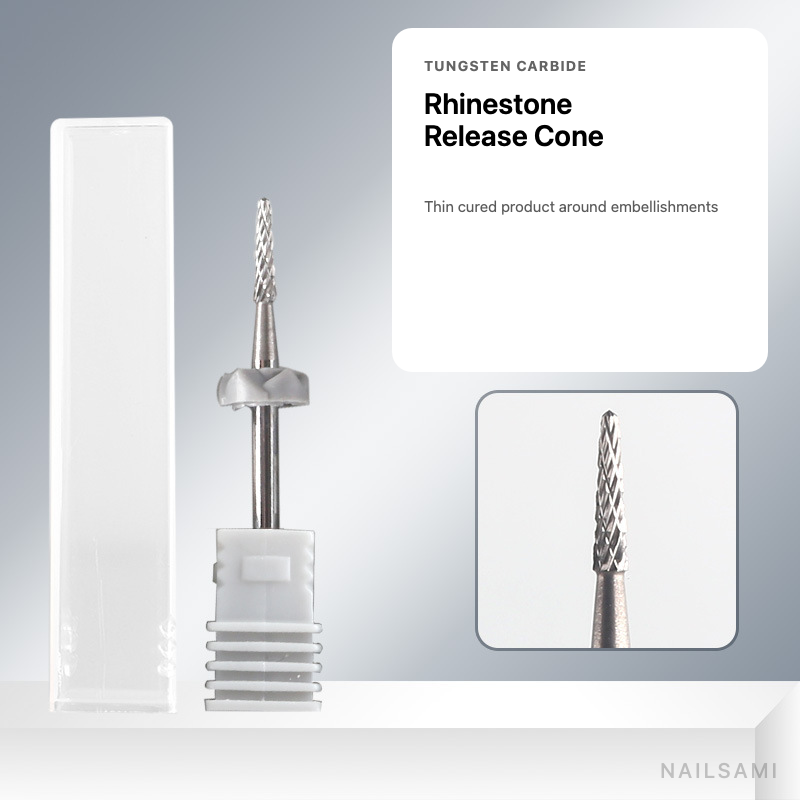 Rhinestone release cone tungsten carbide nail drill bit