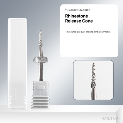 Rhinestone release cone tungsten carbide nail drill bit
