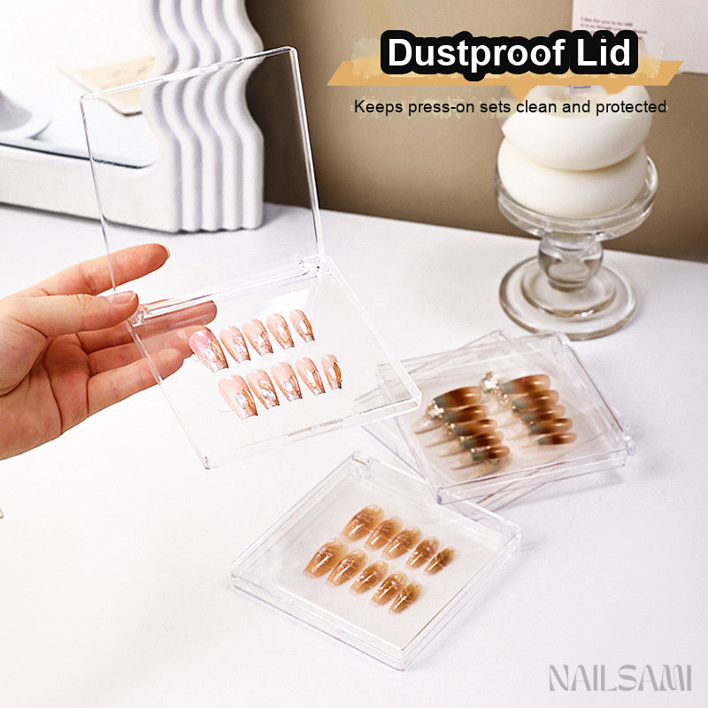 Clear Press-On Nail Storage Case - 10 x 10 cm