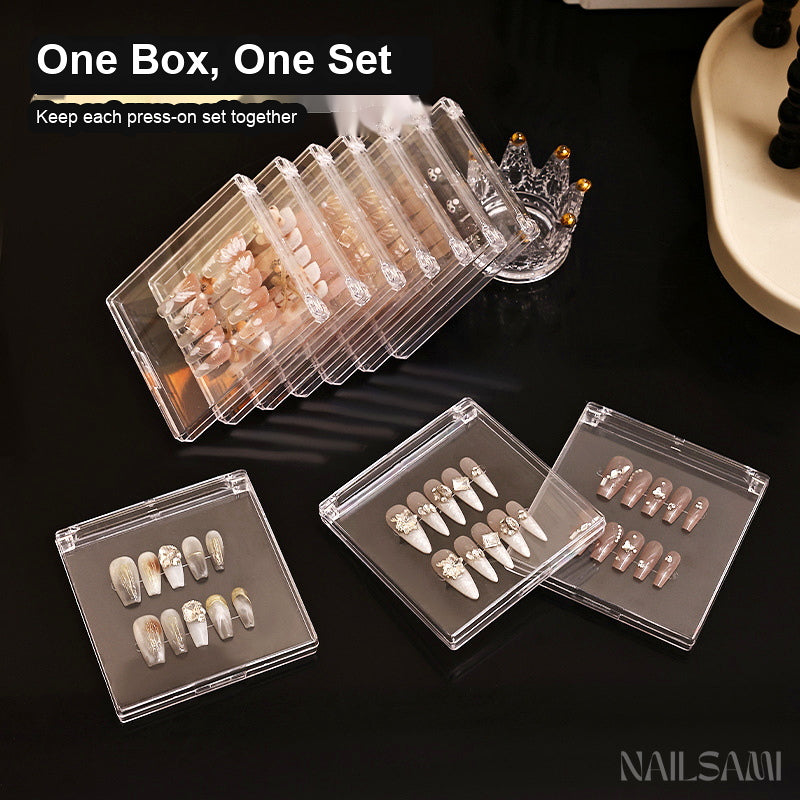 Clear Press-On Nail Storage Case - 10 x 10 cm