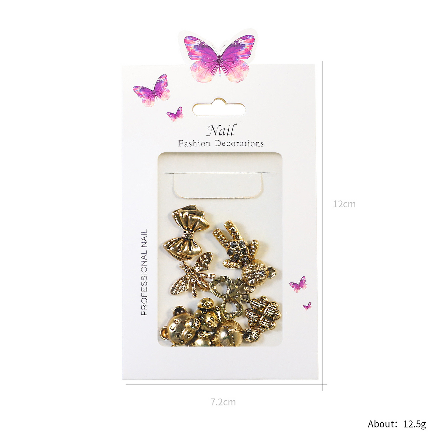 Retro Mix 03 alloy nail art charm pack with retail card dimensions