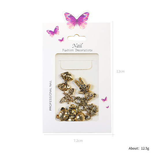 Retro Mix 03 alloy nail art charm pack with retail card dimensions
