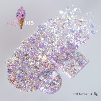 SEE KAA Baroque Ice Cream Cone glitter gel polish shade 105 lilac sparkle 5 g