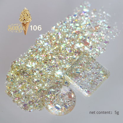 SEE KAA Baroque Ice Cream Cone glitter gel polish shade 106 champagne sparkle 5 g