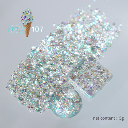 SEE KAA Baroque Ice Cream Cone glitter gel polish shade 107 aqua sparkle 5 g