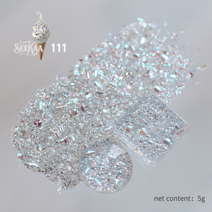 SEE KAA Baroque Ice Cream Cone glitter gel polish shade 111 icy silver sparkle 5 g