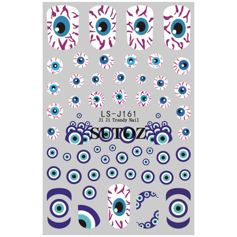 Full SUTOZ LS-J161 blue and purple evil-eye nail sticker sheet