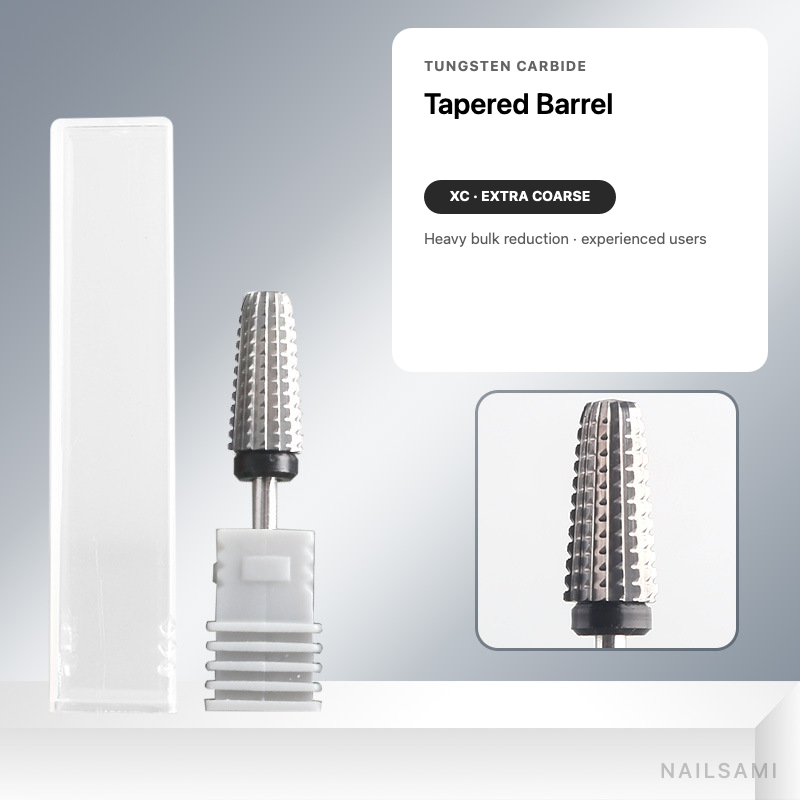 Tapered barrel tungsten carbide nail drill bit, extra coarse cut with black ring