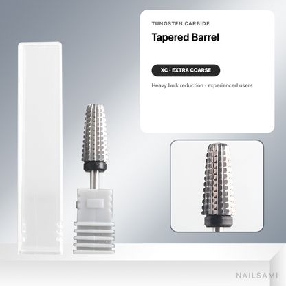 Tapered barrel tungsten carbide nail drill bit, extra coarse cut with black ring
