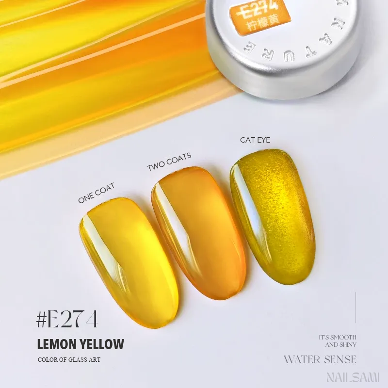 Taye Glass Glow E274 Lemon Yellow jelly gel polish