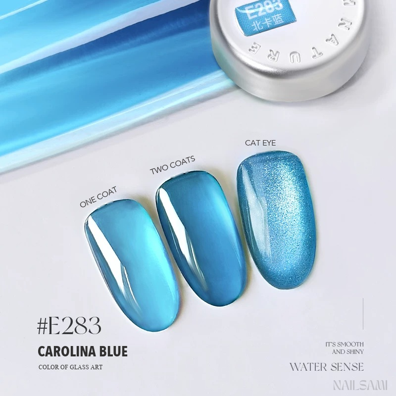 Taye Glass Glow E283 Carolina Blue jelly gel polish
