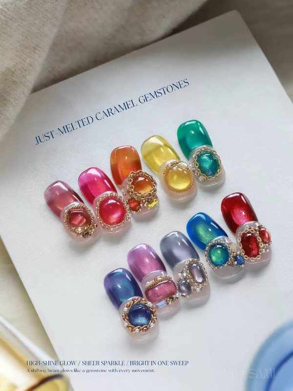 Taye Prismatic Gem twelve-color glass bead cat eye gel collection