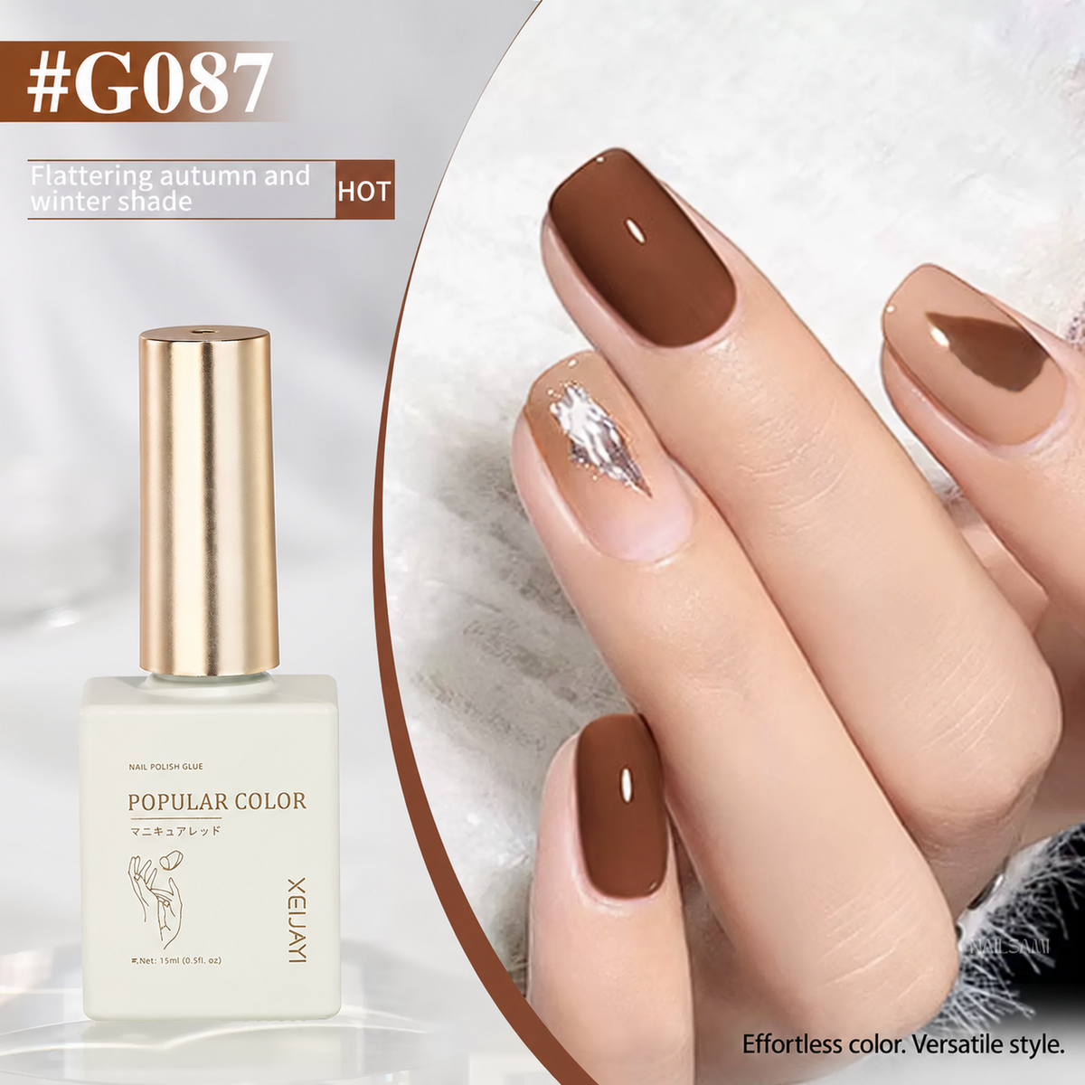 Xeijayi Caramel Cocoa Gel Polish shade G087 with cocoa-brown finish