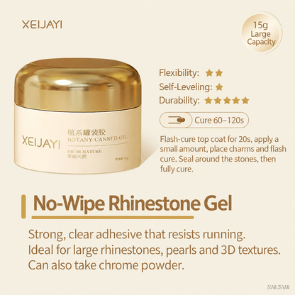 Xeijayi No-Wipe Rhinestone Gel in a 15g jar