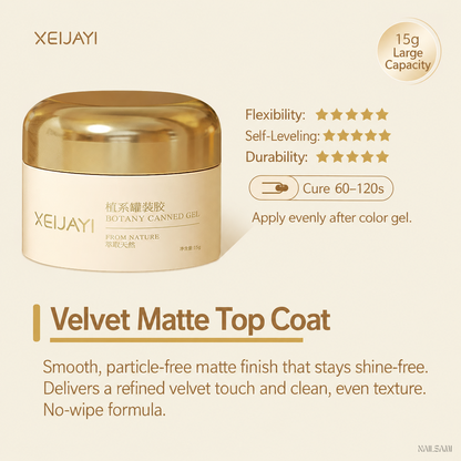 Xeijayi Velvet Matte Top Coat in a 15g jar