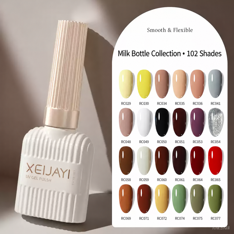 Xeijayi Milk Bottle Gel Polish with a selection of collection shades