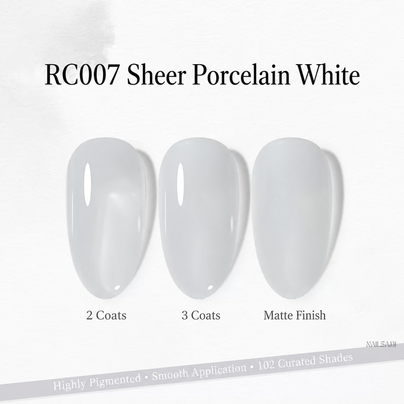 Xeijayi Milk Bottle Gel Polish shade RC007 Sheer Porcelain White