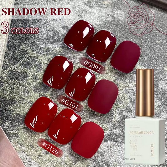 Xeijayi Shadow Red Gel Polish collection in three rich red shades