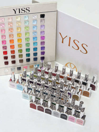 Complete YISS 60 Color Gel Polish Set with bottles, shade chart, and gift box