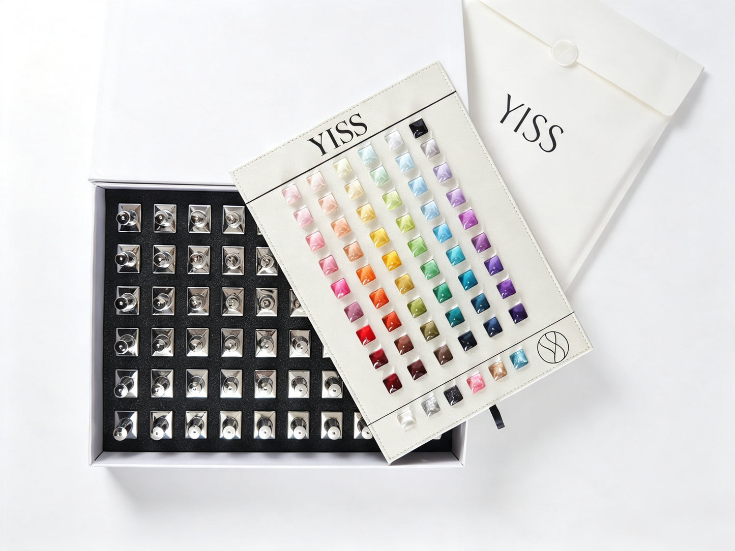 YISS Essential 60 Color Gel Polish Set gift box and complete shade chart