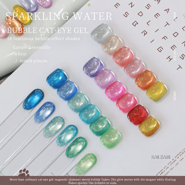 Yunzuan Bubble Water cat eye gel polish in eighteen translucent shades
