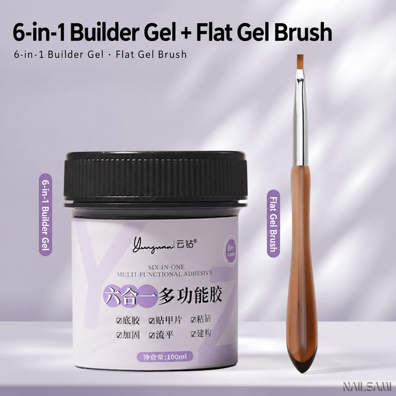 Yunzuan 6-in-1 builder gel 100ml with flat gel brush