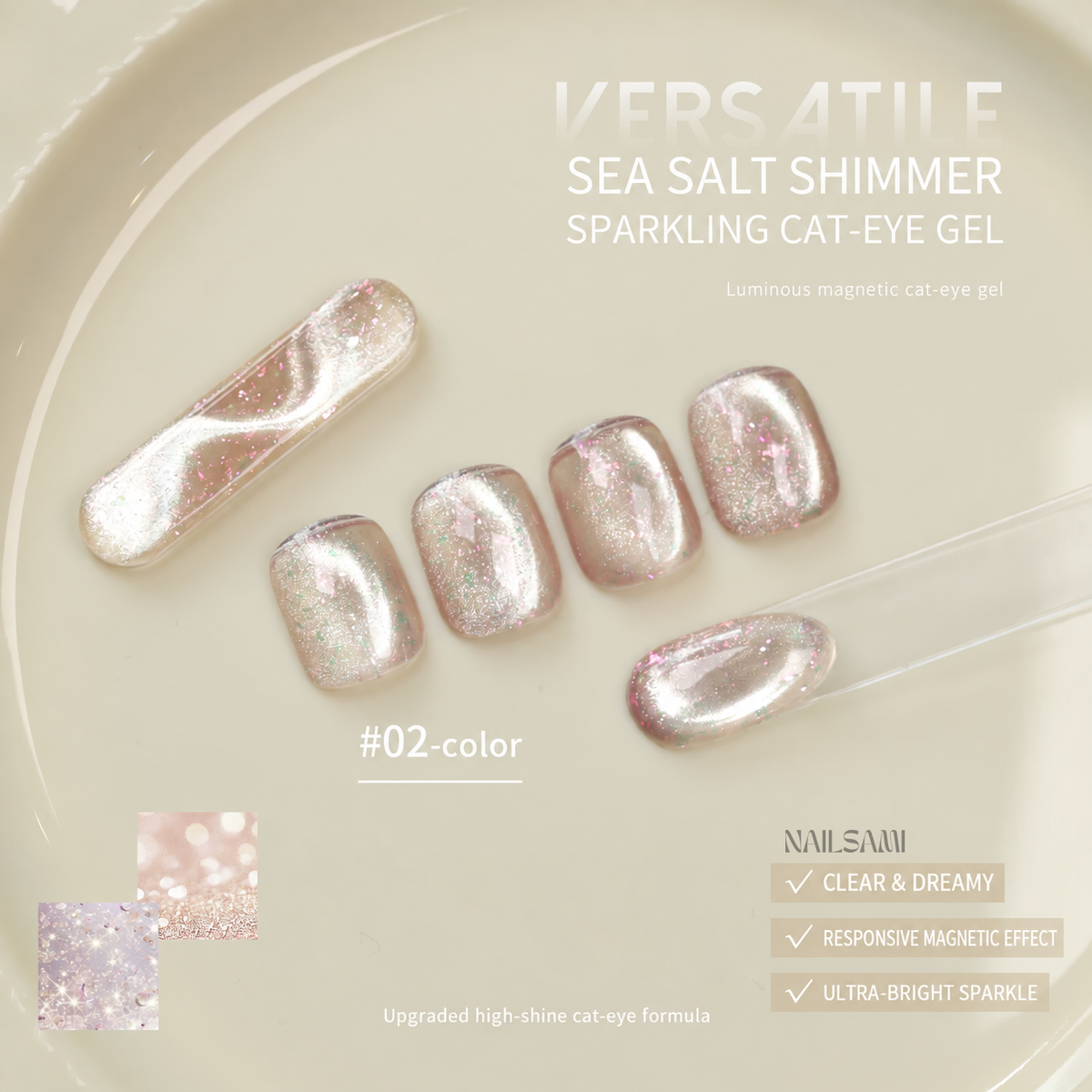 Yunzuan Sea Salt Crushed Ice cat eye gel polish shade #02