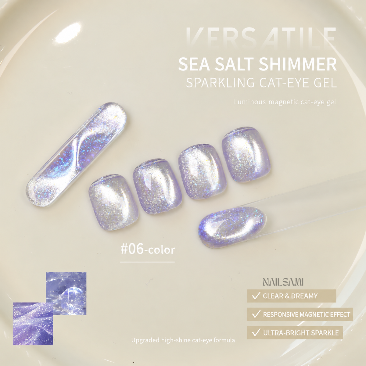 Yunzuan Sea Salt Crushed Ice cat eye gel polish shade #06