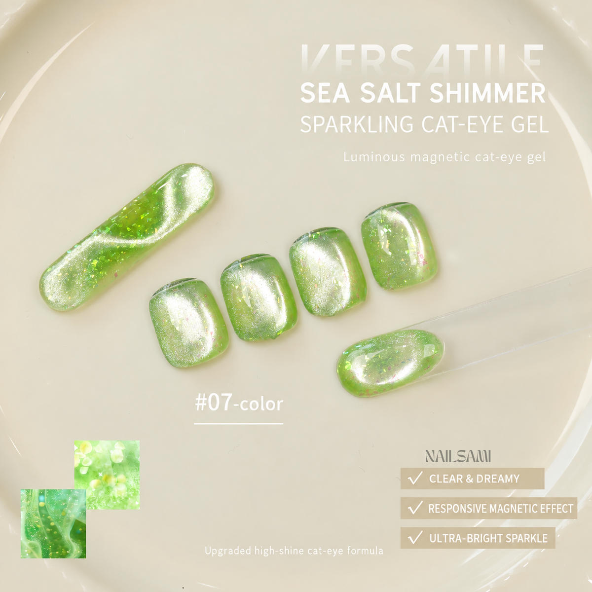 Yunzuan Sea Salt Crushed Ice cat eye gel polish shade #07