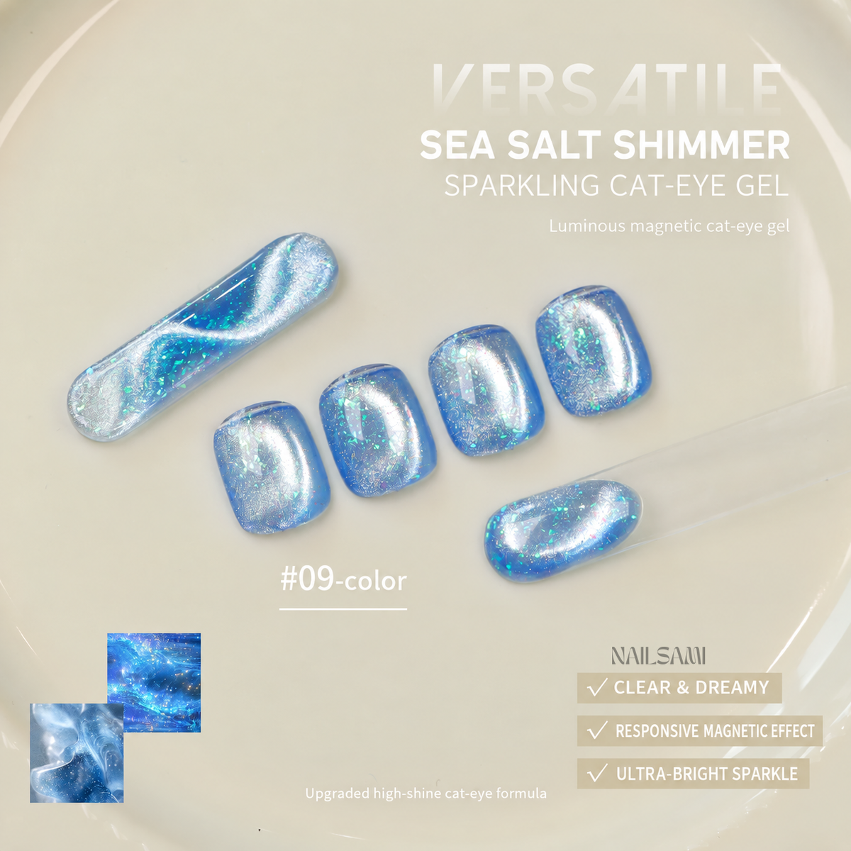 Yunzuan Sea Salt Crushed Ice cat eye gel polish shade #09
